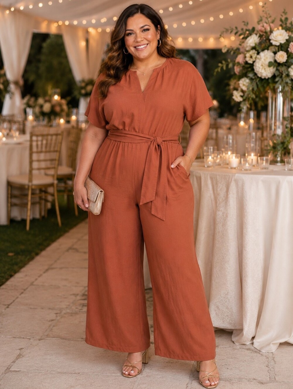 Worthington Terracotta Wide Leg Jumpsuit. NWT - Picture 1 of 10